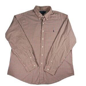 Ralph‎ Lauren Gingham Orange and Black Plaid Button-Down Shirt Mens XXL Cotton